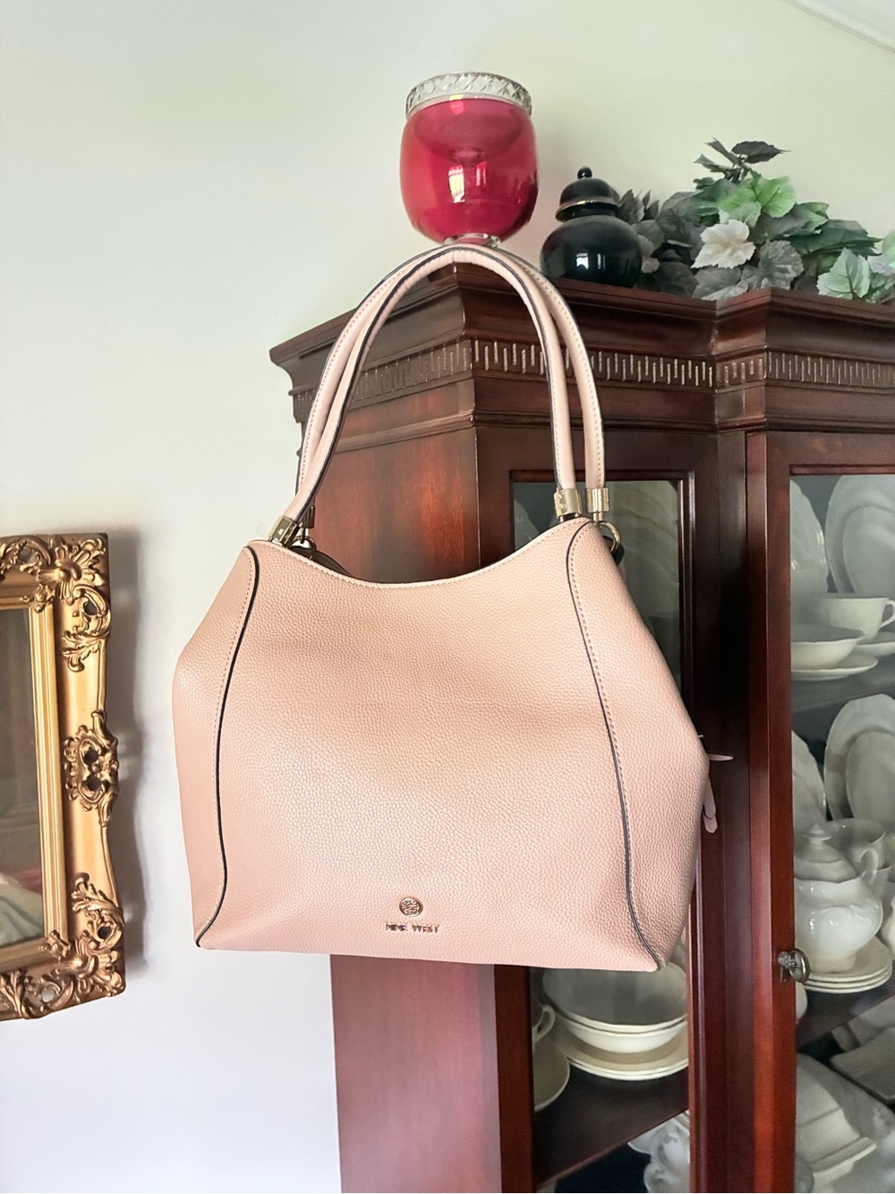 New Nine West Nude Shoulder Bag Hobo gold hardware